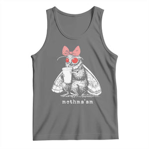 Mothma'am Pink Bow Cryptid Spooky Tank Top Funny Cute Coquette Mothman Legend Graphic TS02 Black Heather Print Your Wear