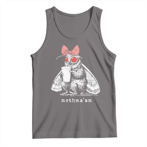 Mothma'am Pink Bow Cryptid Spooky Tank Top Funny Cute Coquette Mothman Legend Graphic TS02 Deep Heather Print Your Wear