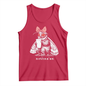 Mothma'am Pink Bow Cryptid Spooky Tank Top Funny Cute Coquette Mothman Legend Graphic TS02 Red Print Your Wear