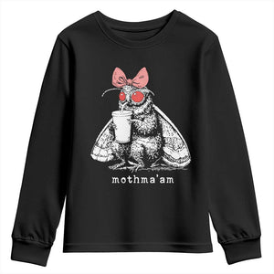 Mothma'am Pink Bow Cryptid Spooky Youth Sweatshirt Funny Cute Coquette Mothman Legend Graphic TS02 Black Print Your Wear