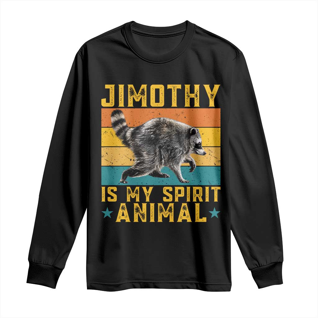 Jimothy Is My Spirit Animal Seattle Raccoon Lover Long Sleeve Shirt Retro Sunset Viral Ballard Trash Panda Graphic TS02 Black Print Your Wear