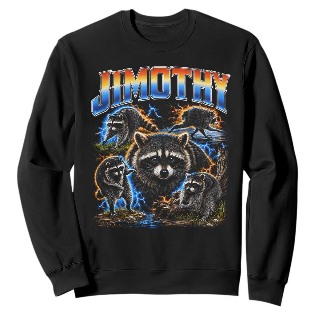 Jimothy the Raccoon Vintage 90s Bootleg Lightning Graphic Sweatshirt Viral Seattle Trash Panda TS02 Black Print Your Wear