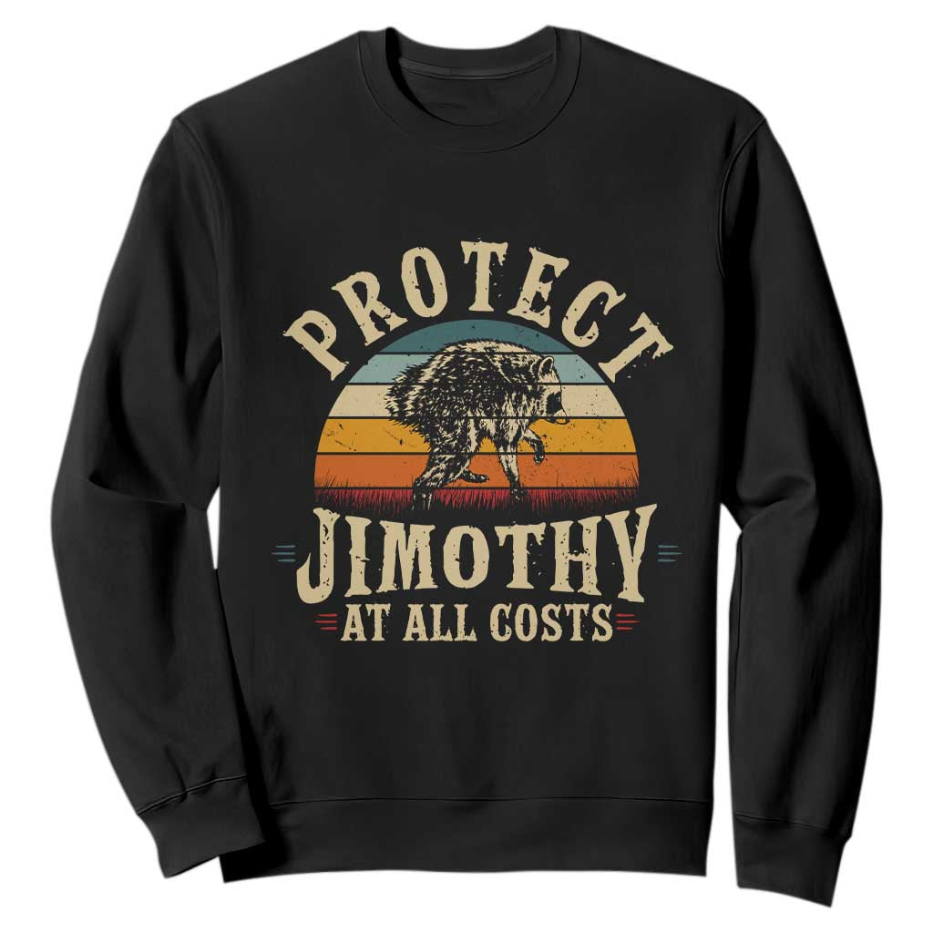 Protect Jimothy At All Costs Seattle Raccoon Sweatshirt Vintage Sunset Feral Trash Panda Legend Supporter TS02 Black Print Your Wear
