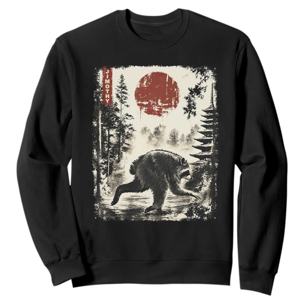 Jimothy the Raccoon Japanese Ukiyo-e Style Vintage Graphic Sweatshirt Viral Seattle Trash Panda Feral Legend Supporter TS02 Black Print Your Wear