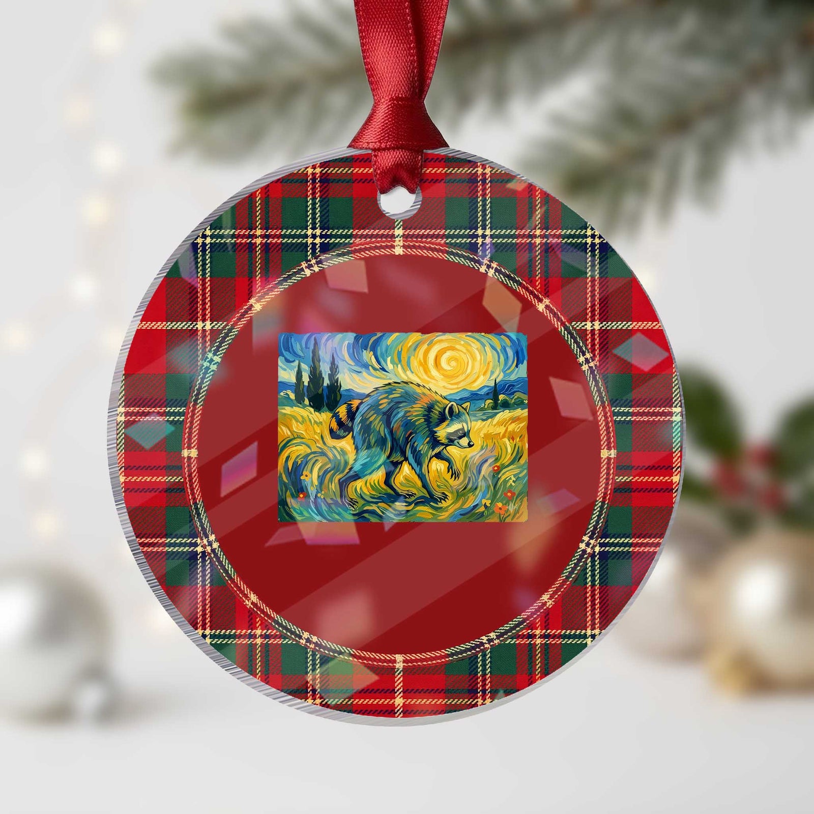 Jimothy Viral Seattle Raccoon Starry Night Style Graphic Holographic Acrylic Ornament Trash Panda Feral Legend Supporter
