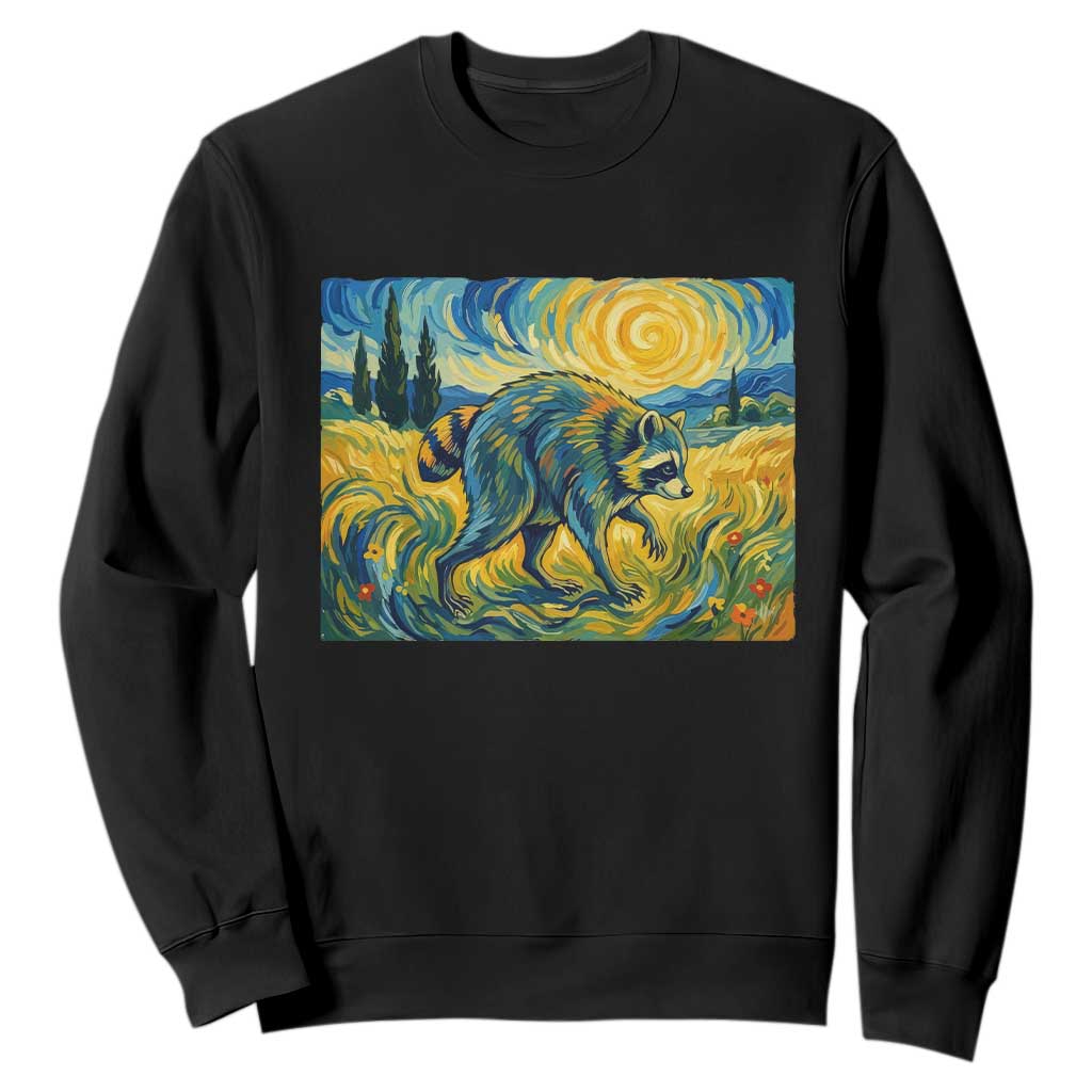 Jimothy Viral Seattle Raccoon Starry Night Style Graphic Sweatshirt Trash Panda Feral Legend Supporter TS02 Black Print Your Wear