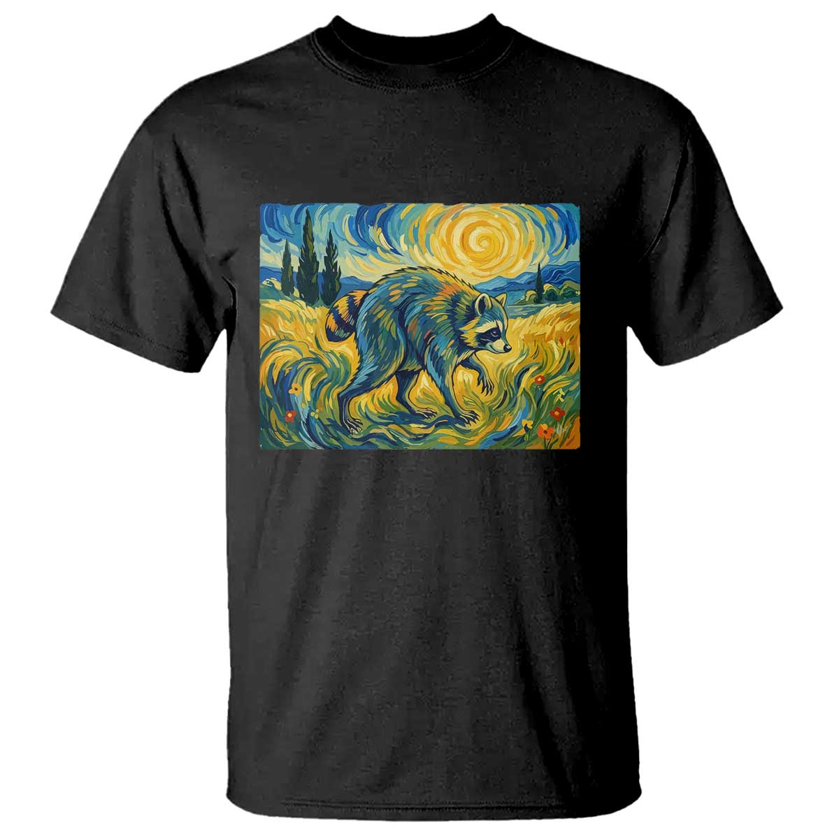 Jimothy Viral Seattle Raccoon Starry Night Style Graphic T Shirt Trash Panda Feral Legend Supporter TS02 Black Print Your Wear