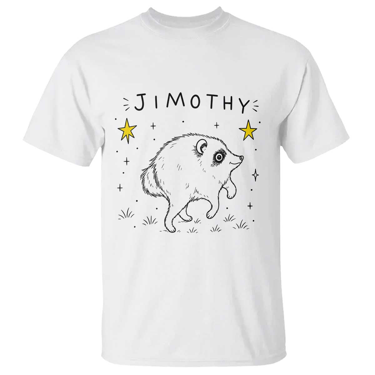Cute Doodle Starry Jimothy the Raccoon Graphic T Shirt Viral Seattle Trash Panda TS02 White Print Your Wear