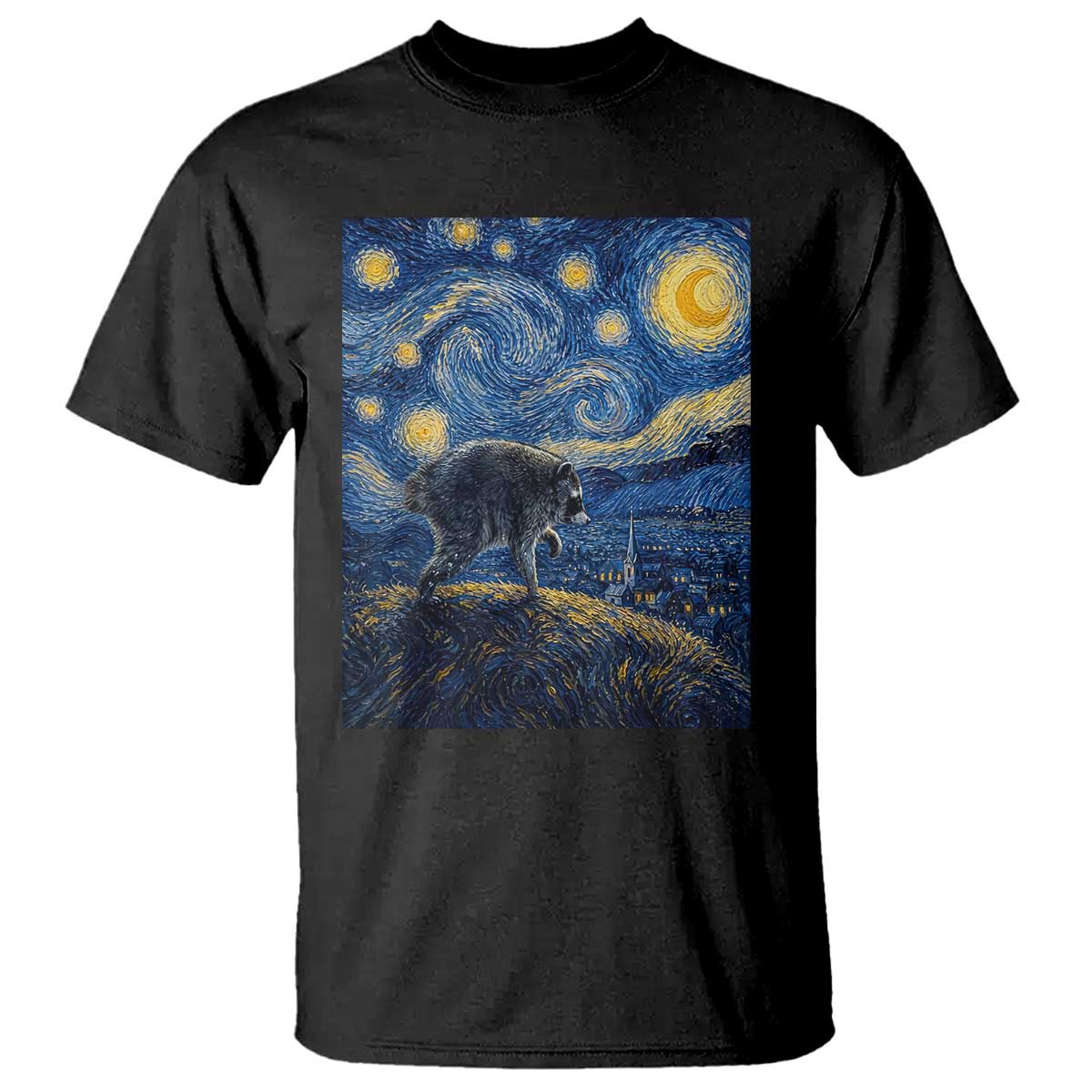 Jimothy Seattle Raccoon Starry Night Parody Graphic T Shirt Trash Panda Feral Legend Supporter TS02 Black Print Your Wear