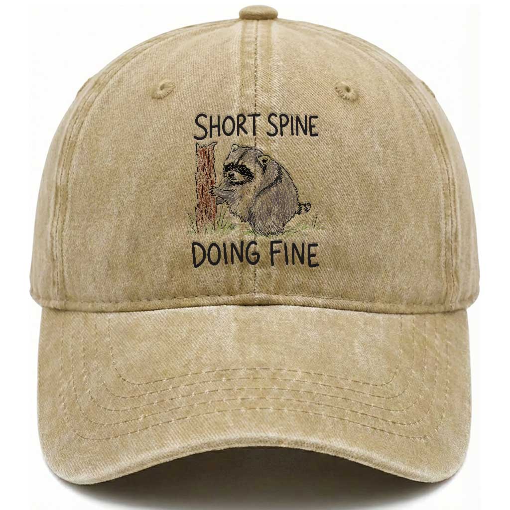 Jimothy Short Spine Doing Fine Inspirational Washed Cotton Baseball Cap Viral Seattle Raccoon Crayon Drawing Graphic TS02 Print Your Wear