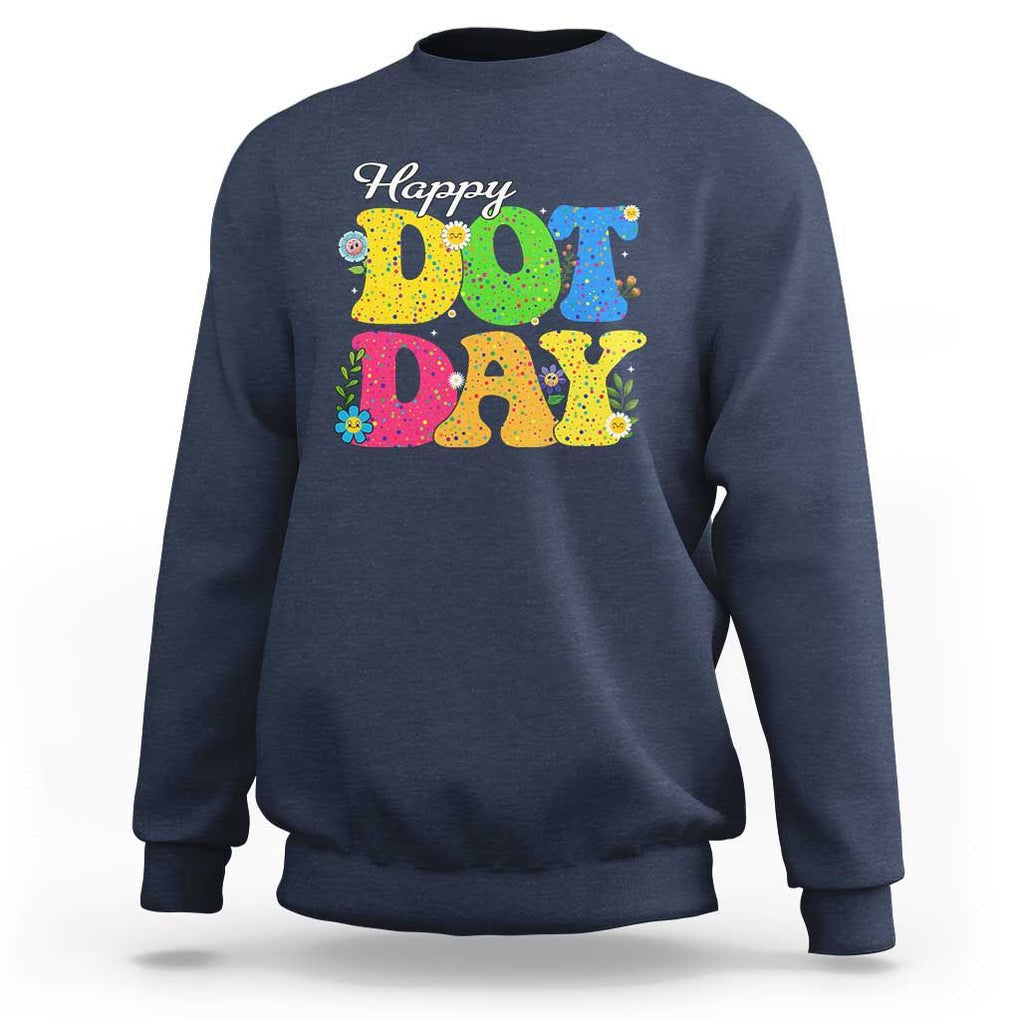 Happy Dot Day Sweatshirt Colorful Polka Dot TS02 Navy Print Your Wear