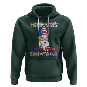 Puerto Rican Woman Hispanic Heritage Hoodie Boricua Puerto Rico TS02 Dark Forest Green Printyourwear