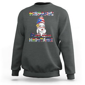 Puerto Rican Woman Hispanic Heritage Sweatshirt Boricua Puerto Rico TS02 Dark Heather Printyourwear