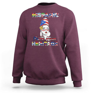 Puerto Rican Woman Hispanic Heritage Sweatshirt Boricua Puerto Rico TS02 Maroon Printyourwear