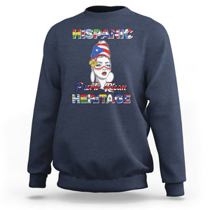 Puerto Rican Woman Hispanic Heritage Sweatshirt Boricua Puerto Rico TS02 Navy Printyourwear