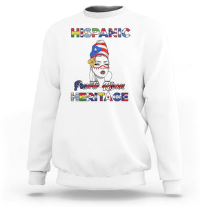 Puerto Rican Woman Hispanic Heritage Sweatshirt Boricua Puerto Rico TS02 White Printyourwear