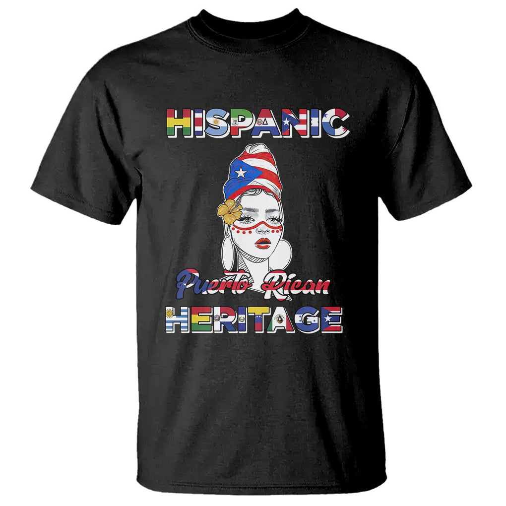 Puerto Rican Woman Hispanic Heritage T Shirt Boricua Puerto Rico TS02 Black Printyourwear