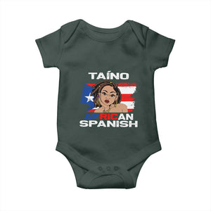 Afro Puerto Rico Hispanic Heritage Baby Onesie Taino African Spanish Roots TS02 Dark Forest Green Print Your Wear