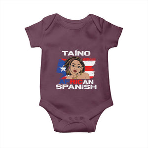 Afro Puerto Rico Hispanic Heritage Baby Onesie Taino African Spanish Roots TS02 Maroon Print Your Wear