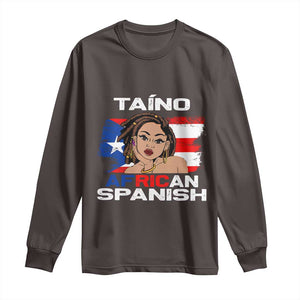 Afro Puerto Rico Hispanic Heritage Long Sleeve Shirt Taino African Spanish Roots TS02 Dark Chocolate Print Your Wear