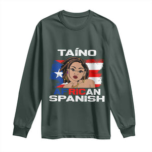 Afro Puerto Rico Hispanic Heritage Long Sleeve Shirt Taino African Spanish Roots TS02 Dark Forest Green Print Your Wear