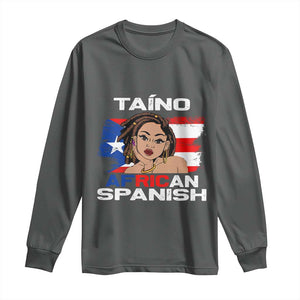 Afro Puerto Rico Hispanic Heritage Long Sleeve Shirt Taino African Spanish Roots TS02 Dark Heather Print Your Wear