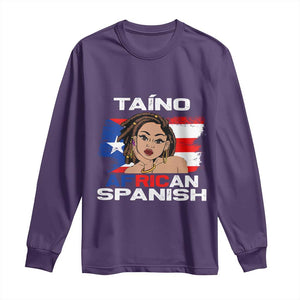 Afro Puerto Rico Hispanic Heritage Long Sleeve Shirt Taino African Spanish Roots TS02 Purple Print Your Wear