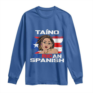 Afro Puerto Rico Hispanic Heritage Long Sleeve Shirt Taino African Spanish Roots TS02 Royal Blue Print Your Wear