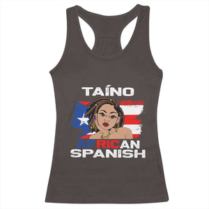 Afro Puerto Rico Hispanic Heritage Racerback Tank Top Taino African Spanish Roots TS02 Dark Chocolate Print Your Wear