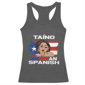 Afro Puerto Rico Hispanic Heritage Racerback Tank Top Taino African Spanish Roots TS02 Dark Heather Print Your Wear