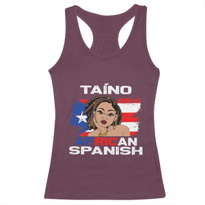 Afro Puerto Rico Hispanic Heritage Racerback Tank Top Taino African Spanish Roots TS02 Maroon Print Your Wear