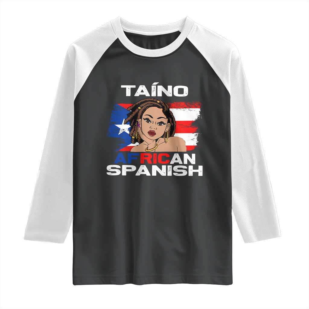 Afro Puerto Rico Hispanic Heritage Raglan Shirt Taino African Spanish Roots TS02 Black White Print Your Wear