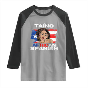 Afro Puerto Rico Hispanic Heritage Raglan Shirt Taino African Spanish Roots TS02 Sport Gray Black Print Your Wear