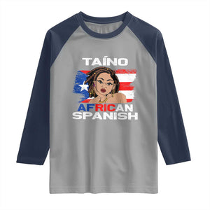 Afro Puerto Rico Hispanic Heritage Raglan Shirt Taino African Spanish Roots TS02 Sport Gray Navy Print Your Wear