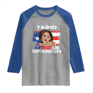 Afro Puerto Rico Hispanic Heritage Raglan Shirt Taino African Spanish Roots TS02 Sport Gray Royal Print Your Wear