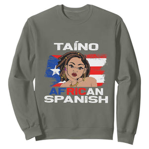 Puerto Rico Hispanic Heritage Sweatshirt Taino African Spanish Roots TS02 Military Green Printyourwear