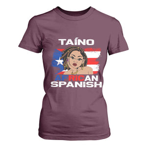 Afro Puerto Rico Hispanic Heritage T Shirt For Women Taino African Spanish Roots TS02 Maroon Print Your Wear