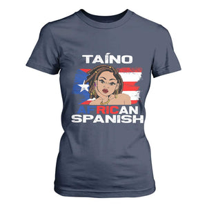 Afro Puerto Rico Hispanic Heritage T Shirt For Women Taino African Spanish Roots TS02 Navy Print Your Wear