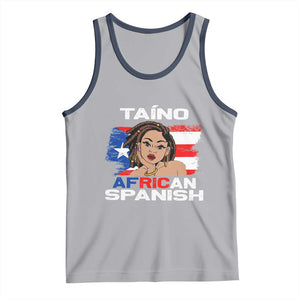 Afro Puerto Rico Hispanic Heritage Tank Top Taino African Spanish Roots TS02 Athletic Heather Navy Print Your Wear