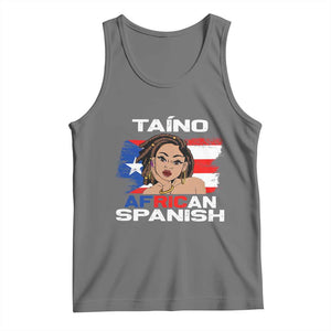 Afro Puerto Rico Hispanic Heritage Tank Top Taino African Spanish Roots TS02 Black Heather Print Your Wear