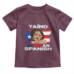 Afro Puerto Rico Hispanic Heritage Toddler T Shirt Taino African Spanish Roots TS02 Maroon Print Your Wear