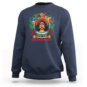 Hispanic Heritage Month Sweatshirt Proud Hispanic Woman Latino TS02 Navy Printyourwear