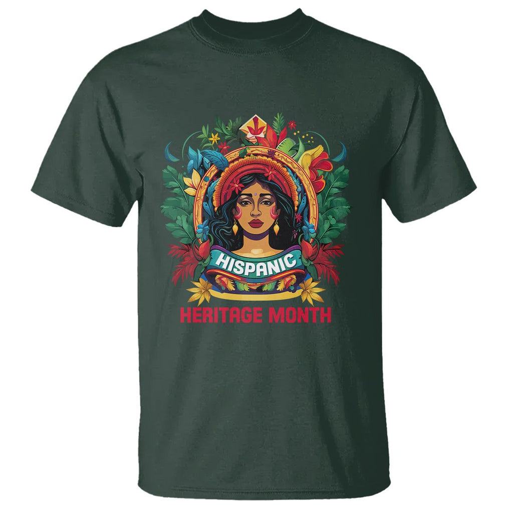 Hispanic Heritage Month T Shirt Proud Hispanic Woman Latino TS02 Dark Forest Green Printyourwear