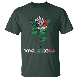 Mexican Independence Day T Shirt Viva Mexico Flag Rose Latino Hispanic Pride TS02 Dark Forest Green Printyourwear