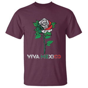 Mexican Independence Day T Shirt Viva Mexico Flag Rose Latino Hispanic Pride TS02 Maroon Printyourwear