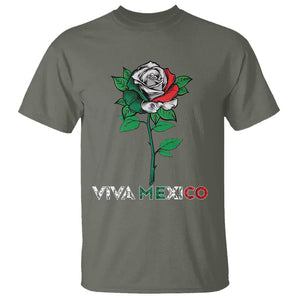 Mexican Independence Day T Shirt Viva Mexico Flag Rose Latino Hispanic Pride TS02 Military Green Printyourwear