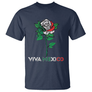 Mexican Independence Day T Shirt Viva Mexico Flag Rose Latino Hispanic Pride TS02 Navy Printyourwear