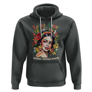 Hispanic Heritage Month Hoodie Mexican Latina Power Flowers TS02 Dark Heather Printyourwear