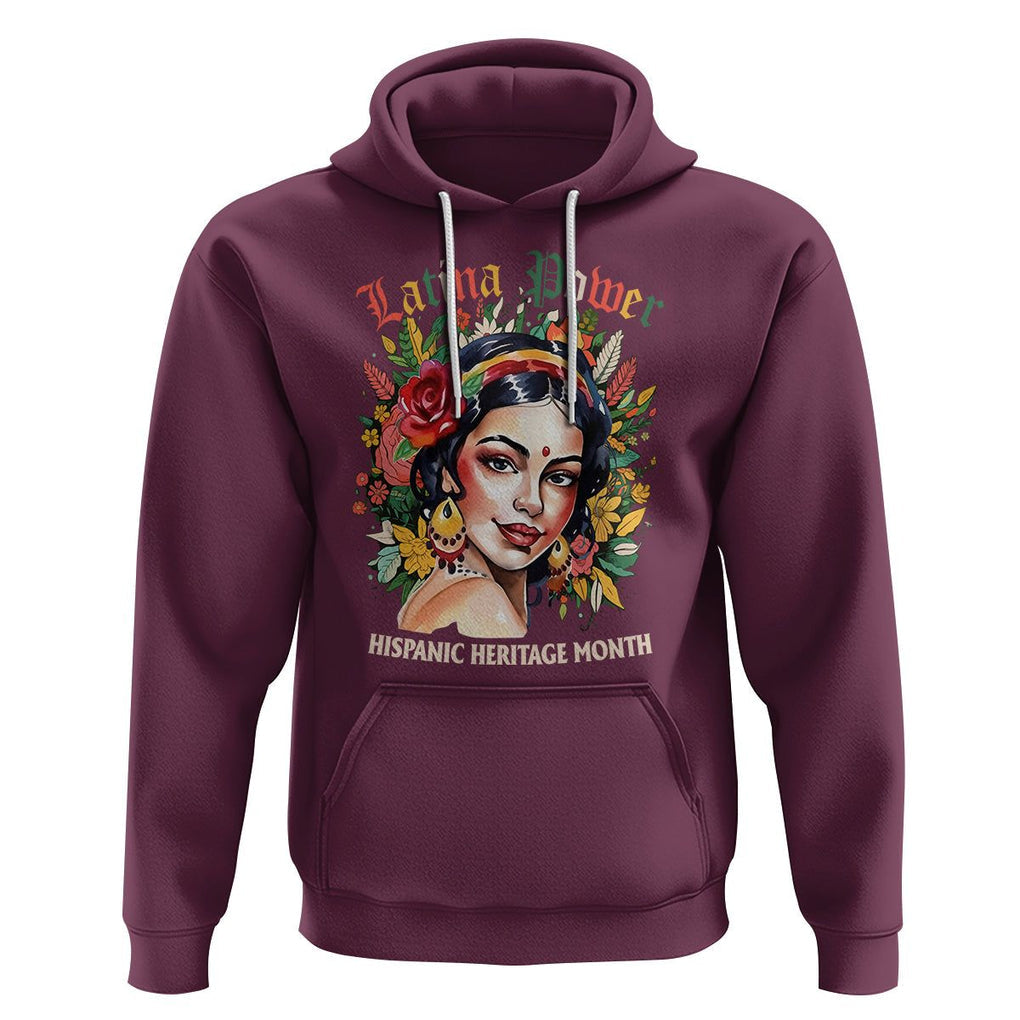 Hispanic Heritage Month Hoodie Mexican Latina Power Flowers TS02 Maroon Printyourwear