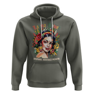 Hispanic Heritage Month Hoodie Mexican Latina Power Flowers TS02 Military Green Printyourwear